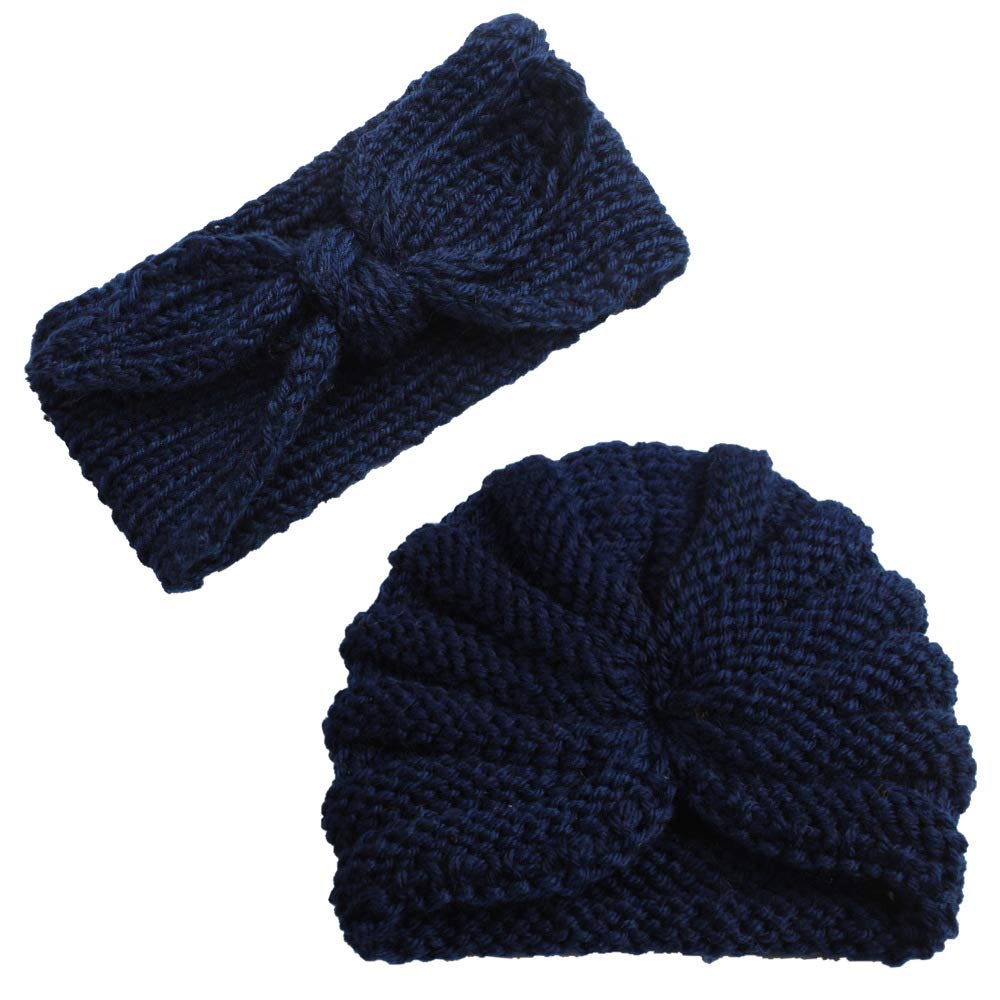 Syga BabyGirls Pack Of 2 Baby Cap & Headband Woolen Soft Stretchable Hat And Ears Warm Headband For Newborn Baby Winter Cap 03