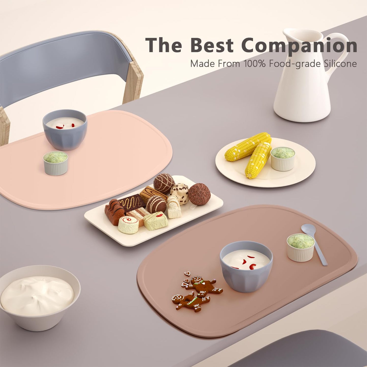Cuddle Campus Set Of 3 Silicone Placemats With Raised Edges For Kids,Toddlers,Babies, Non-Slip Dinning Table Mat, Baby Eating Ma