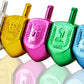 The Dreidel Company Hanukkah Metallic Multi-Colored Draydels With English Translation, Spinning Tops Includes Game Instruction C