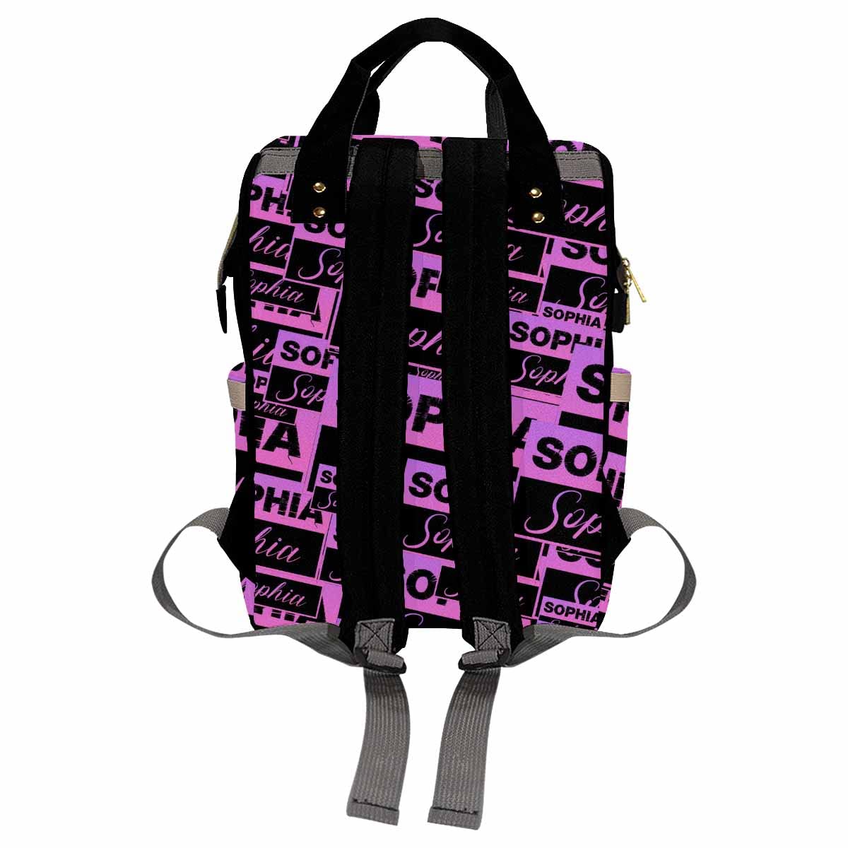 Artsadd Personalized Name Nappy Bag Large Capacity Baby Diaper Bags, Black Purple Signature Daypack Custom Name Backpack Casual
