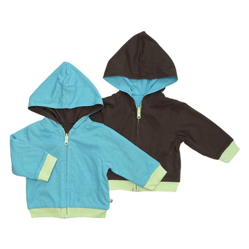 Babysoy Baby & Tot Boy Reversible Zipper Hoodie Jacket Ocean 0-6 Months