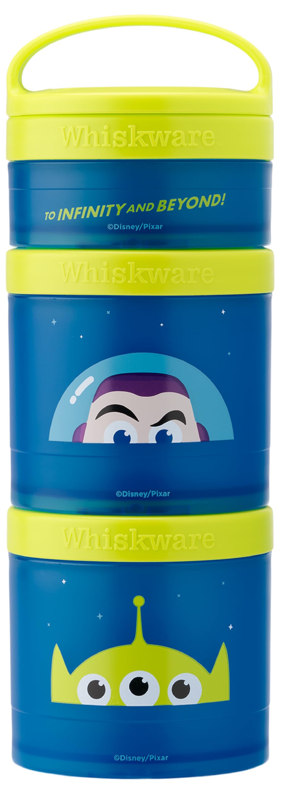 Whiskware Disney Pixar Stackable Polypropylene Snack Containers for Kids and Toddlers, 3 Stackable Snack Cups for School and Tra