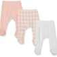 Honestbaby Baby 3-Pack Organic Cotton Footed Harem Pants, Peach Skin Painted Buffalo Check, 0-3 Months