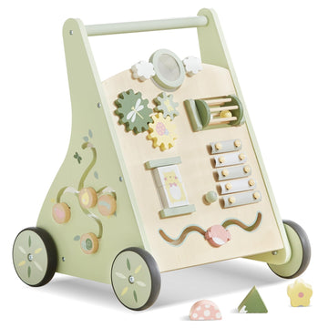 Beright Wooden Baby Walker Push and Pull Learning Activity Walker Kids Activity Toy Multiple Activities Center Develops Motor Sk