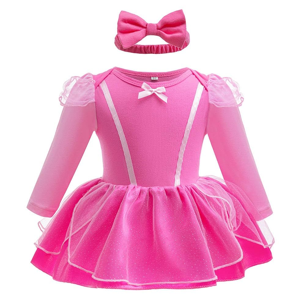 NEWEPIE Aurora Princess Costume for Baby Girls Halloween Outifts Birthday Romper Tutu Dress w/Headband