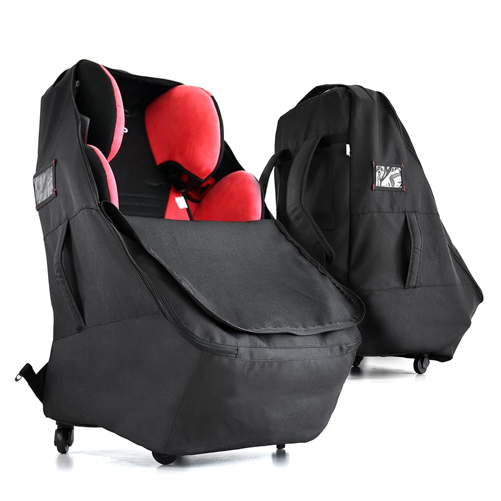 Jenen Jnzen Car Seat Travel Bag With Wheels Car Seat Bag For Airplane Padded Adjustable Strap Car Seat Carrier Car Seat Travel C
