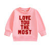 Bonangber Toddler Girl Valentines Day Outfit Love Crewneck Sweatshirt Letter Long Sleeve Shirt Pullover Tops Valentines Day Clot