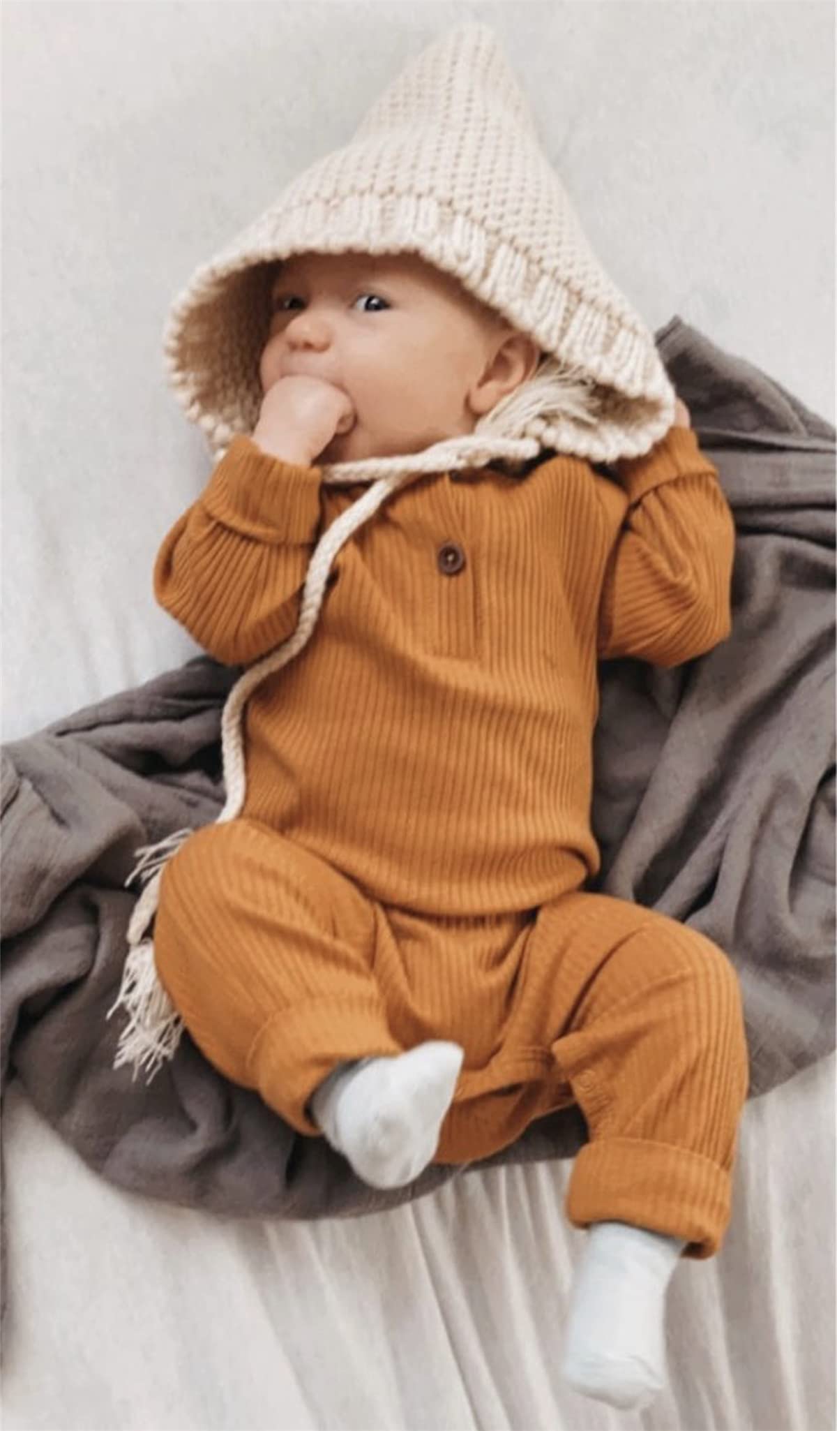 Eghunooy Baby Boy Girl Solid Color One Piece Romper Jumpsuit Outfits Clothes (0-3 Months) Yellow