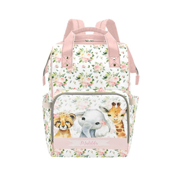 Personalized Wild Animals Diaper Bag for Women, Custom Name Nursing Mommy Daypack, Diaper Bag for Baby Girl, New Mom Gifts