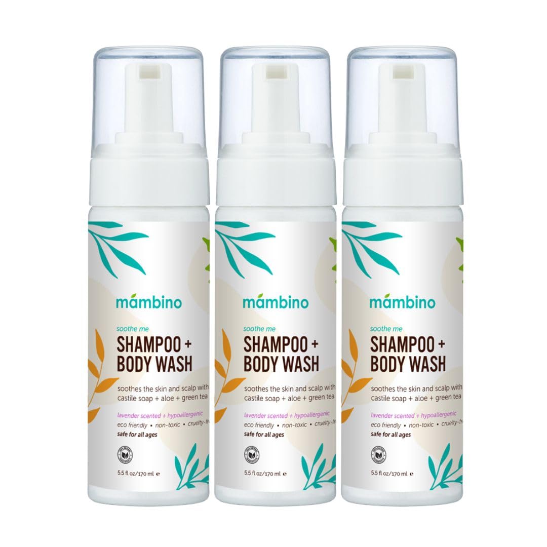Mambino Organics Soothe Me Shampoo & Body Wash For Kids 3-Pack - Hypoallergenic, Plant-Based, Eco-Friendly Body And Hair Cleanse