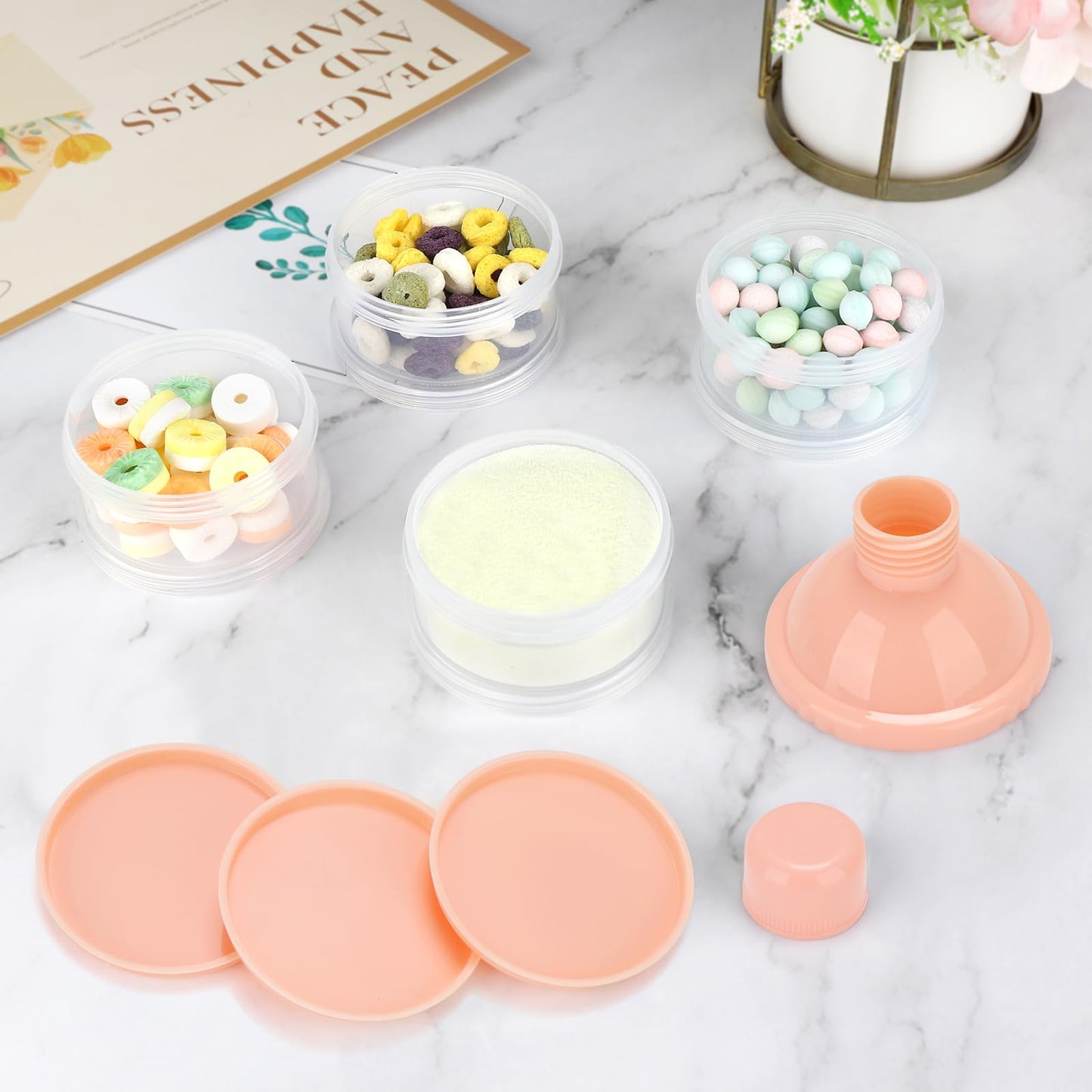 Accmor Formula Dispenser On The Go, 4 Compartments Stackable Formula Container For Travel, Baby Milk Powder Kids Snack Container