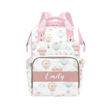 Noverbibi Custom Diaper Bag with Name Personalized Hot Air Balloons Nylon Travel Backpack for Holiday Travel Customized Nappy Ch