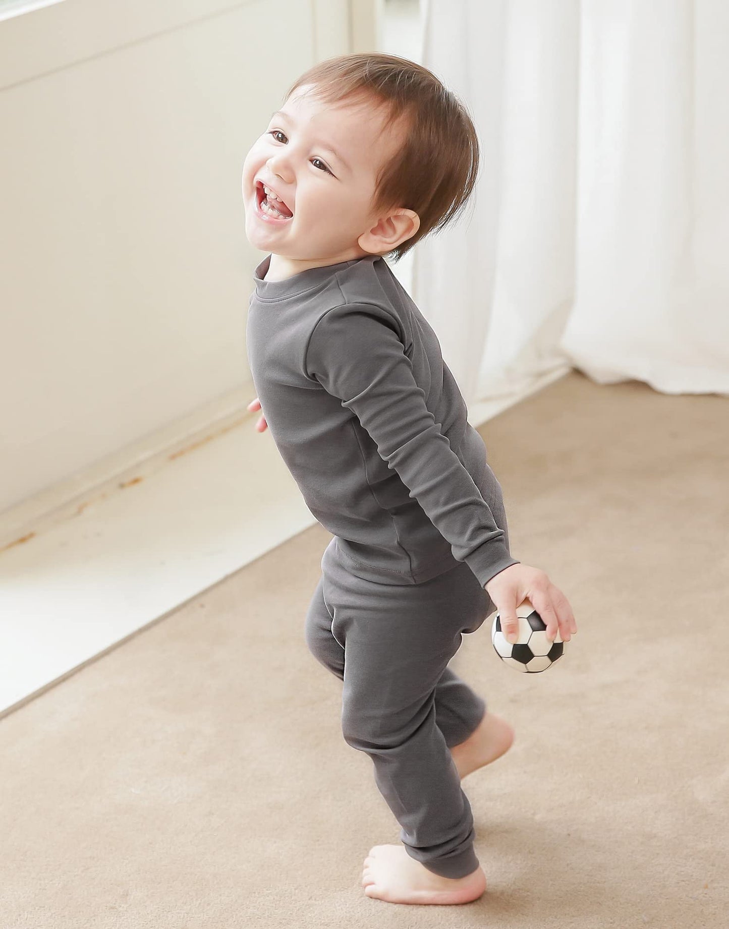Vaenait Baby Infant Toddler Kids Cotton Sleepwear Pajama Pjs 2Pcs Set Basic Warmgrey Jm