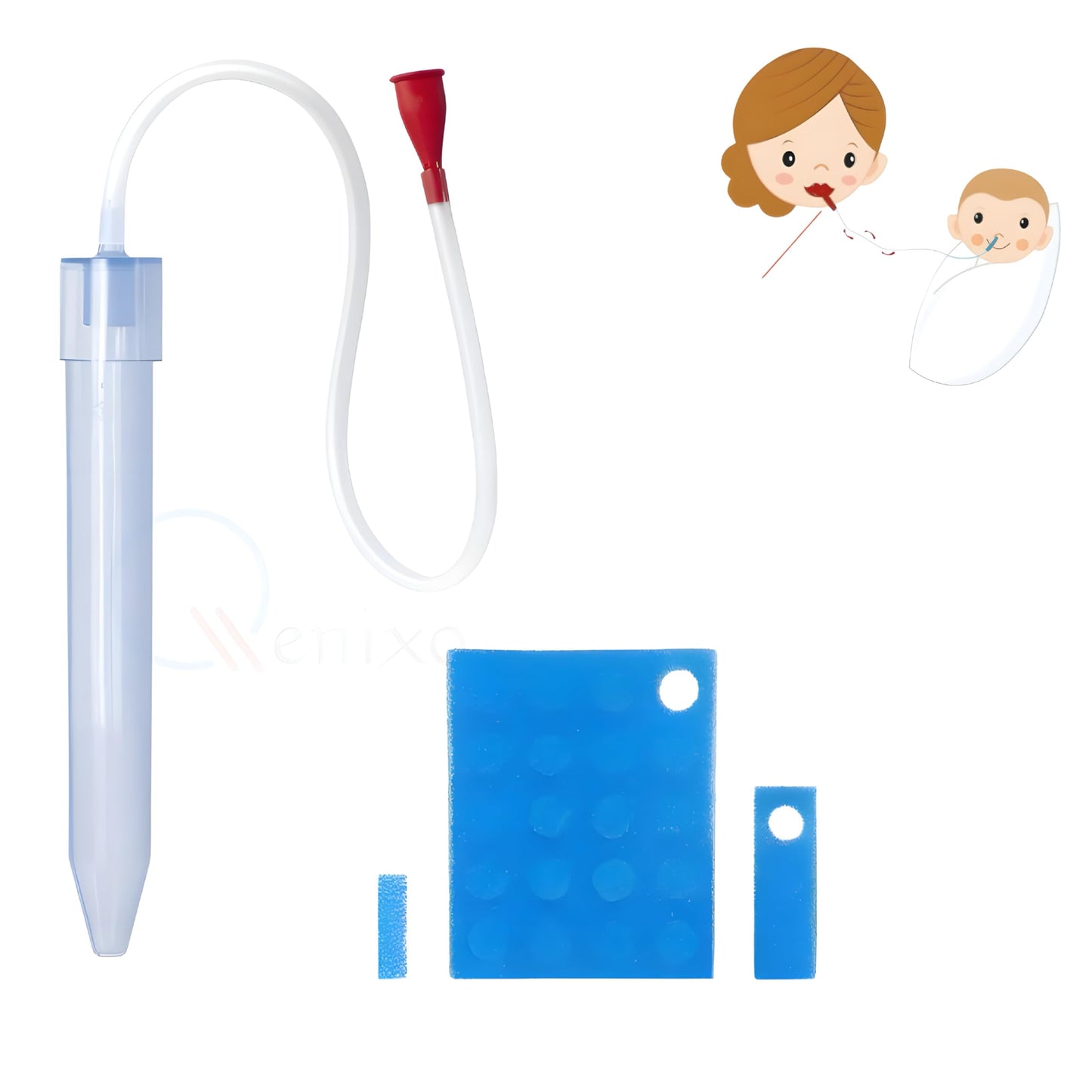 Qenixo Baby Nasal Aspirator  Soft Silicone Snot Sucker For Newborns & Toddlers | Gentle Nose Cleaner With 20 Reusable Hygiene F