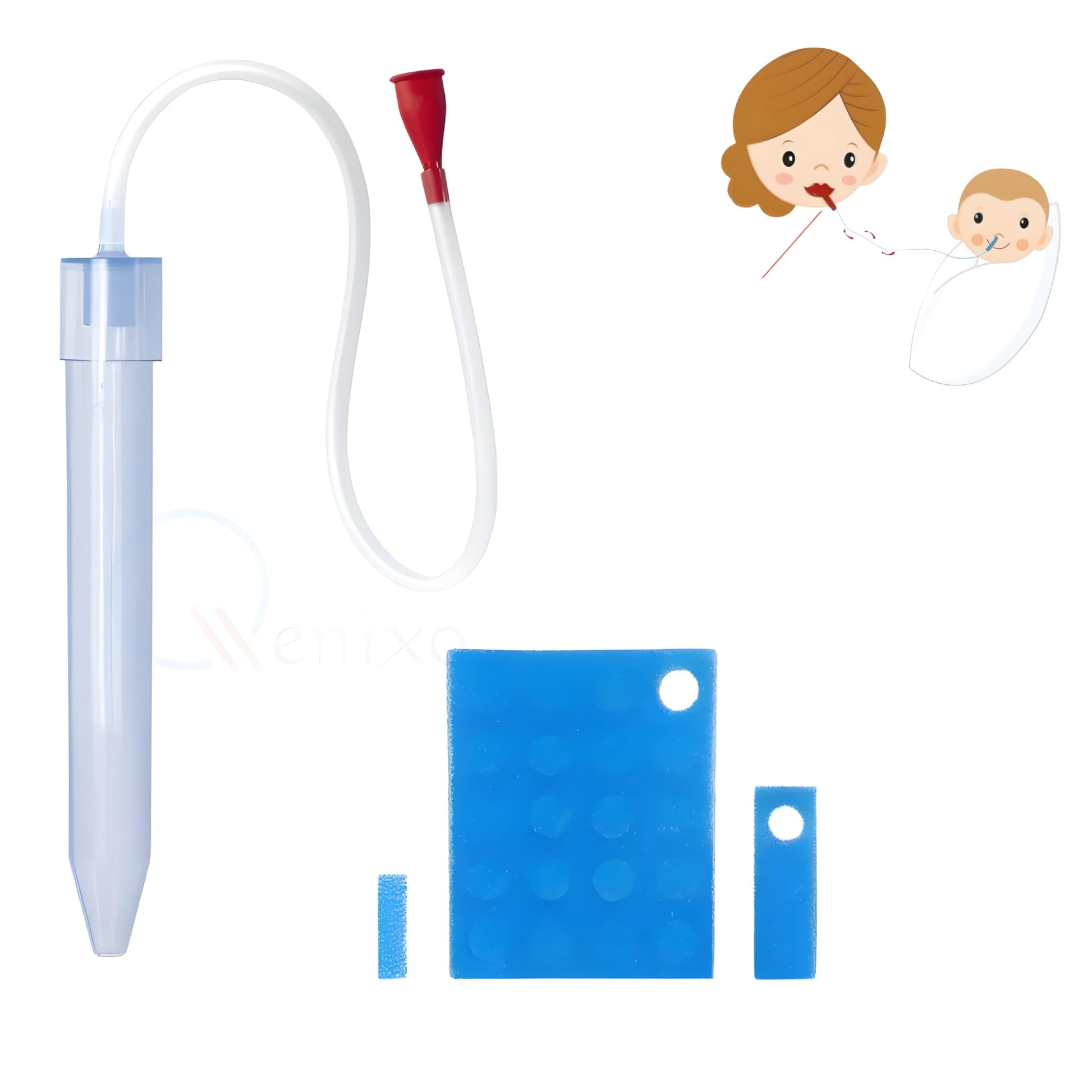 Qenixo Baby Nasal Aspirator  Soft Silicone Snot Sucker For Newborns & Toddlers | Gentle Nose Cleaner With 20 Reusable Hygiene F