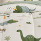 Joyreap 4 Piece Dinosaur Toddler Bedding Set, Cotton Toddler Comforter Sheet Set, Green Dinosaurs Print On White Design For Kids