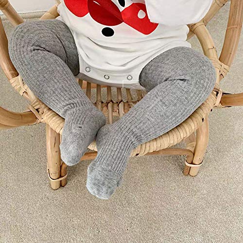 Cecorc Baby Girls Tights Toddler Cable Knit Leggings Infants Stockings Cotton Pantyhose,3-6 Months,4Pack,Black/White/Grey/Ginger