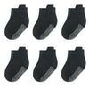 Qiyiendian 6 Pairs Non Slip Cozy Warm Ankle/Low Cut Socks With Grips For Baby Infant Toddler Kids Boys Girls(5-C Black,6-12 Mont