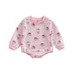 Fybitbo My First Christmas Baby Girl Boy Outfit Sweatshirt Romper Sweater Onesie Long Sleeve Bodysuit Fall Clothes (Pink-Santa C