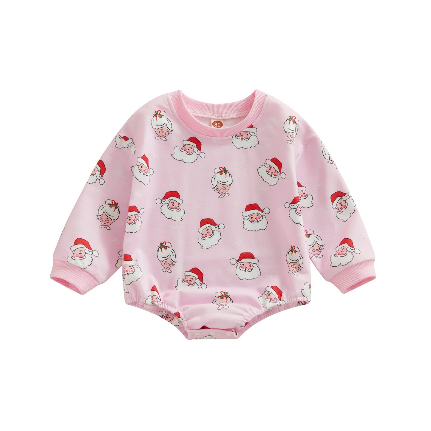 Fybitbo My First Christmas Baby Girl Boy Outfit Sweatshirt Romper Sweater Onesie Long Sleeve Bodysuit Fall Clothes (Pink-Santa C