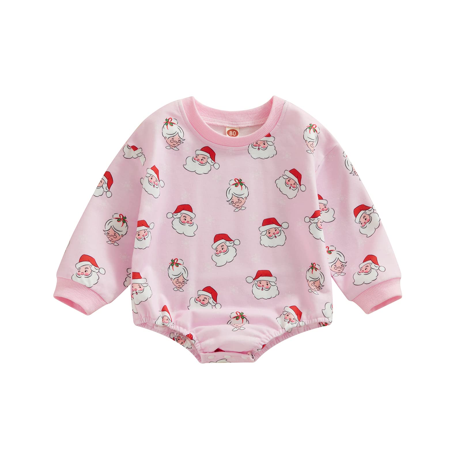 Fybitbo My First Christmas Baby Girl Boy Outfit Sweatshirt Romper Sweater Onesie Long Sleeve Bodysuit Fall Clothes (Pink-Santa C
