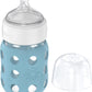 Lifefactory 8-Ounce Wide Neck Glass Baby Bottle With Protective Silicone Sleeve And Stage 2 Nipple, Denim (Lg2211Wde4)