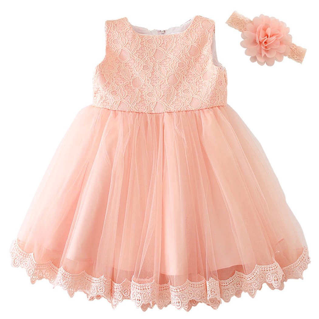 Coozy Baby Girls Dress Infant Princess Christening Baptism Party Birthday Formal Dress (Pink (Style 3), 12M/12-15Months)