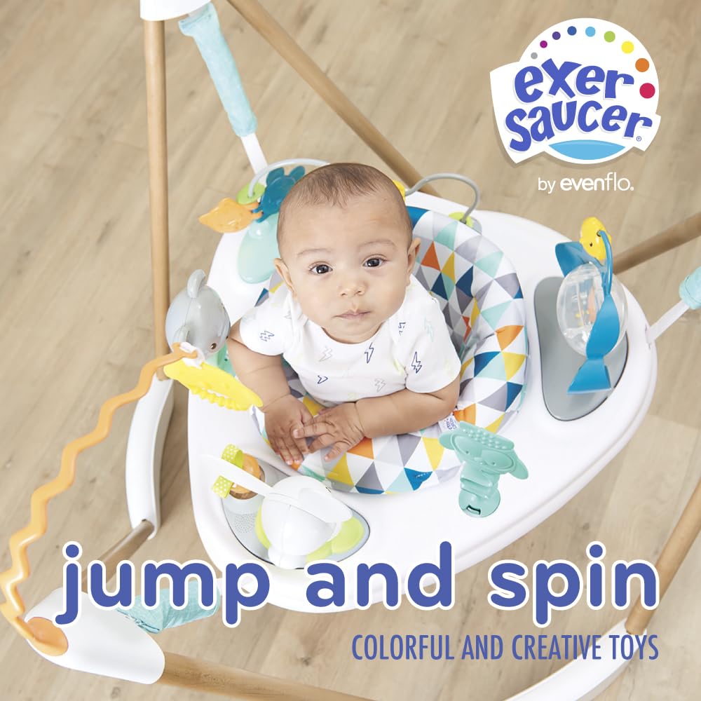 Evenflo Exersaucer Woodland Wonder Baby Activity Center - 13+ Colorful Activities With Full 360-Degree Spin And Enhanced Springs