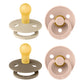 Bibs Pacifiers - Colour 4 Pack | Round Nipple Baby Pacifier | Bpa Free Natural Rubber Latex Soother | Made In Denmark | Size 0-6