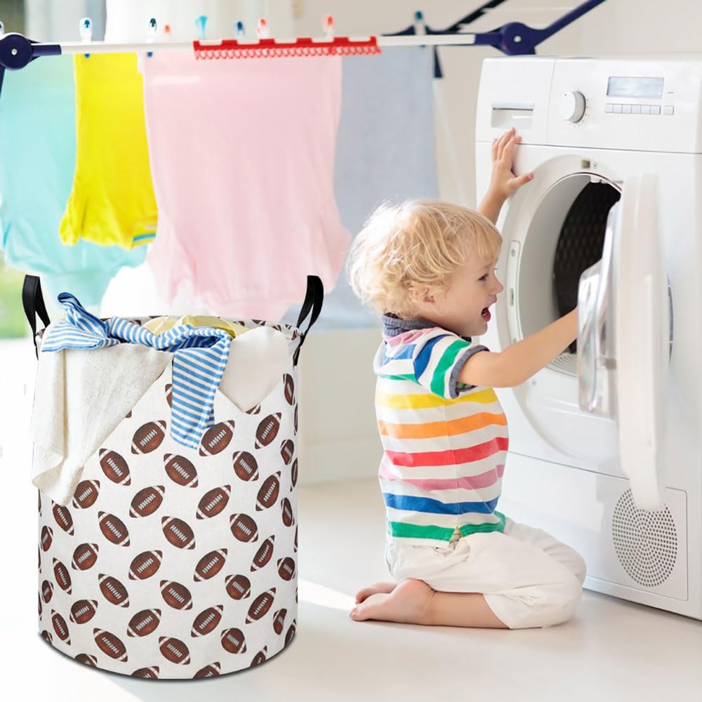 Hkec 19.7' Football Laundry Basket,Kids Dirty Clothes Laundry Hamper,Waterproof Toys Storage Bin For Boys,Room Decor, Gift Bask