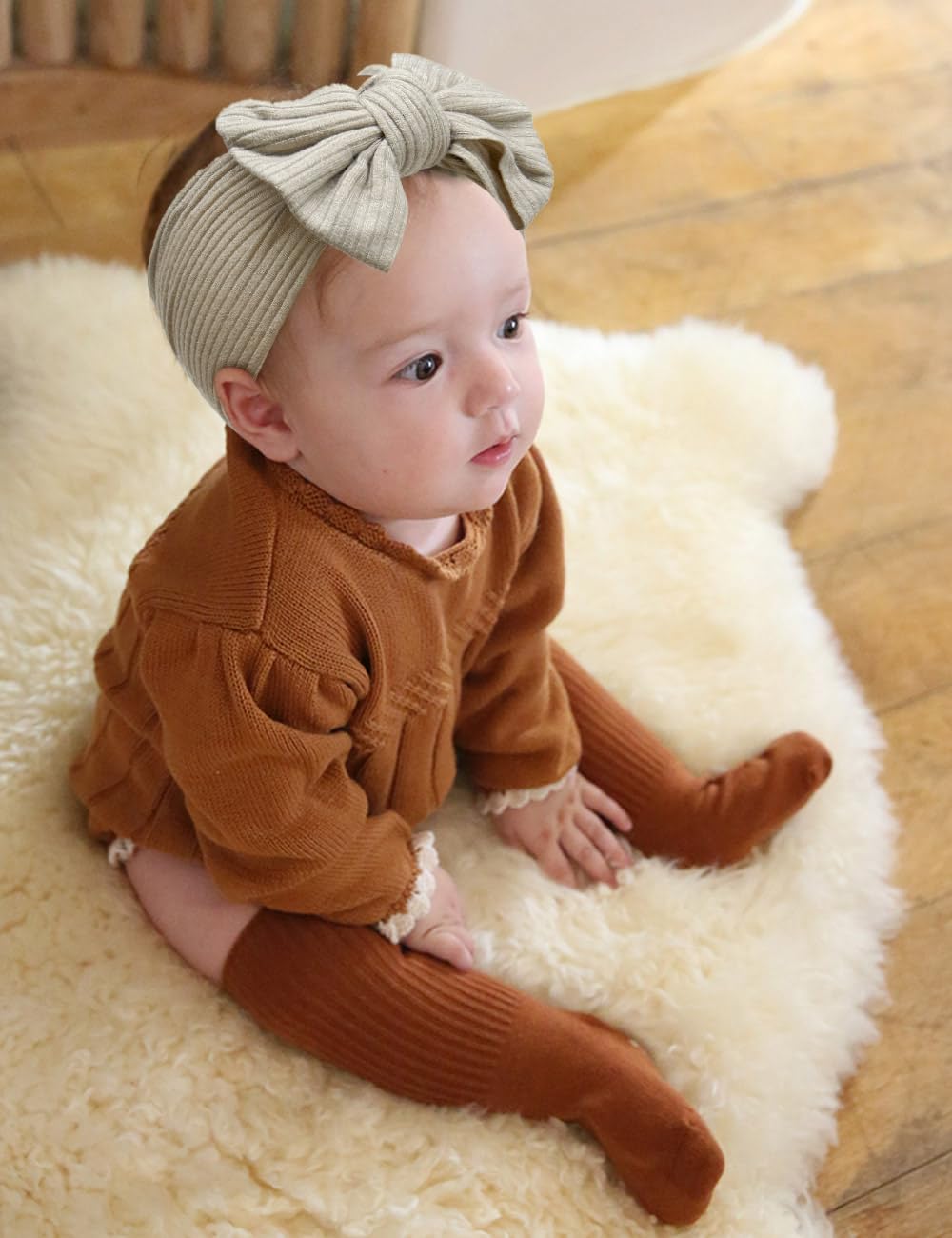 Zurlefy 6 Pack Pink Baby Girl Headbands And Bows, Handmade Infant Headband Bows For Baby Girls Head Wraps Newborn Toddler Bonnet