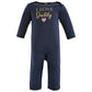 Hudson Baby Unisex Baby Cotton Coveralls, Girl-Daddy Pink Navy, 0-3 Months
