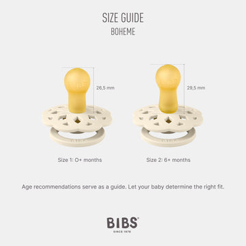 Bibs Pacifiers - Boheme Collection | Bpa-Free Baby Pacifier | Made In Denmark | Set Of 2 Vanilla/Peach Color Premium Soothers |