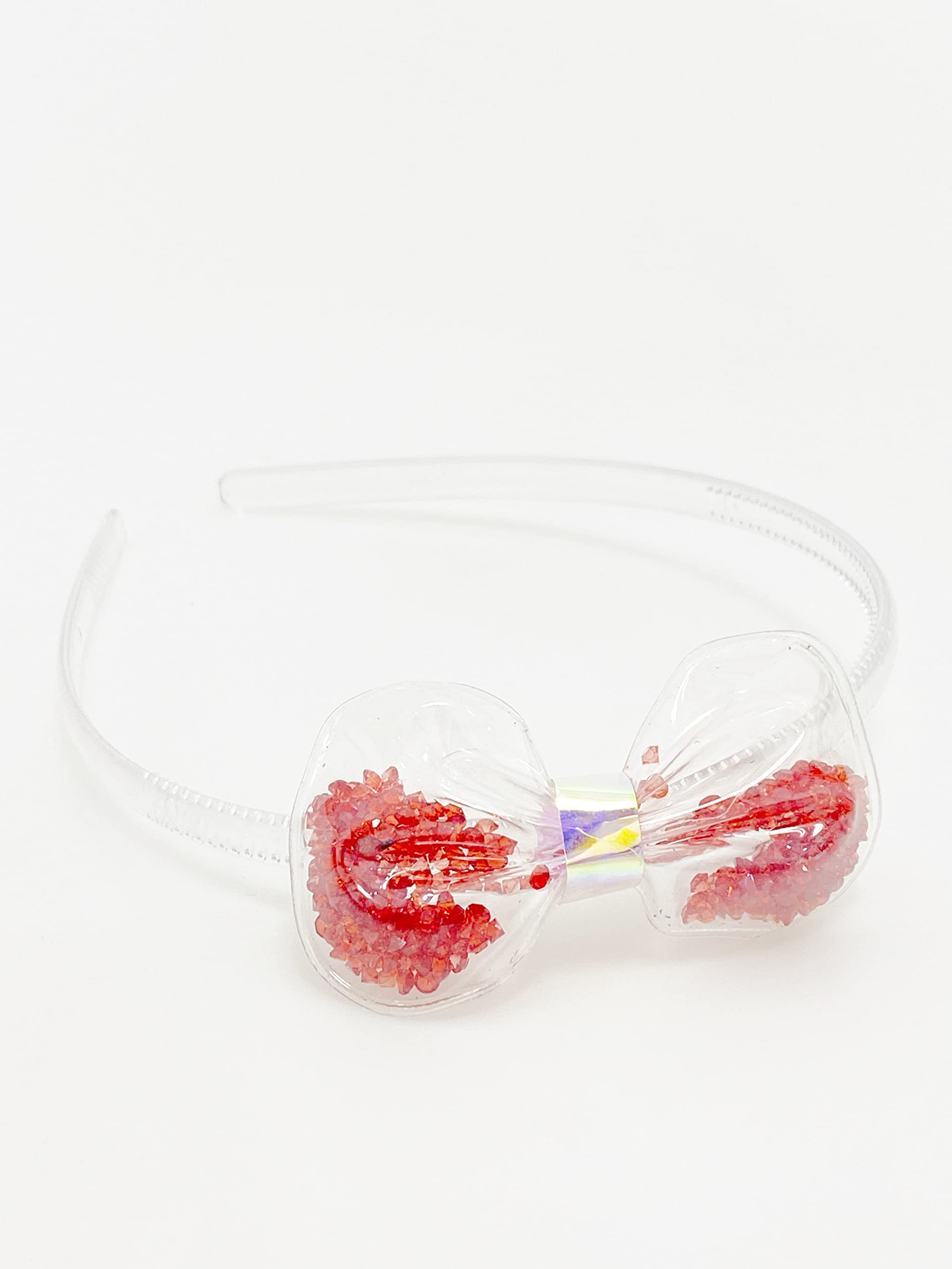 Syga Baby Headband Pink Bow Plastic Hairband, Newborns, Infants, Toddlers And Kids 15 Year(Rhinestone Red (F21))