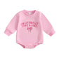 Seyurigaoka Newborn Baby Girl Outfits Im Literally Just A Girl Bows Sweatshirt Romper Cute Fall Winter Clothes (Pink, 3-6 Months