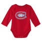 Outerstuff Nhl Newborn & Infants 0-24 Months Primary Logo Long Sleeve Bodysuit Creeper Romper (Montreal Canadiens - Red, 3/6 Mon