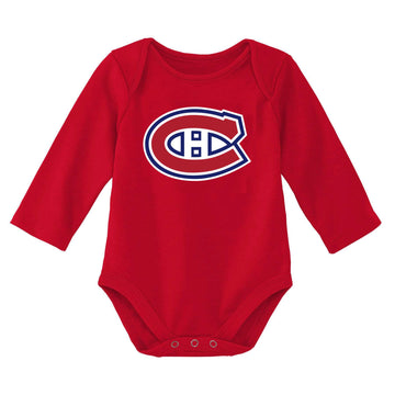 Outerstuff Nhl Newborn & Infants 0-24 Months Primary Logo Long Sleeve Bodysuit Creeper Romper (Montreal Canadiens - Red, 3/6 Mon