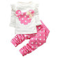 Mh-Lucky Baby Girl Clothes Infant Outfits Set 2 Pieces Long Sleeved Tops + Pants (18-24 Months, Pink)