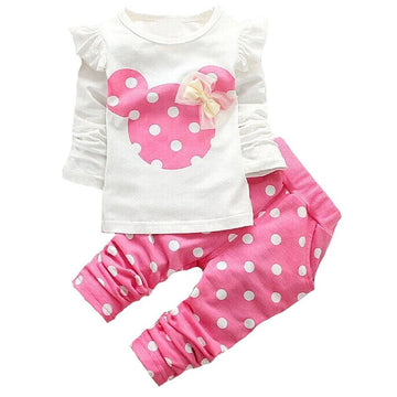 Mh-Lucky Baby Girl Clothes Infant Outfits Set 2 Pieces Long Sleeved Tops + Pants (18-24 Months, Pink)