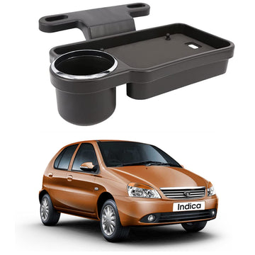 Oshotto (FT04) Foldable Car Auto Headrest Rear Back Seat Table Drink Food Cup Tray Holder Compatible with Tata Indica  Black