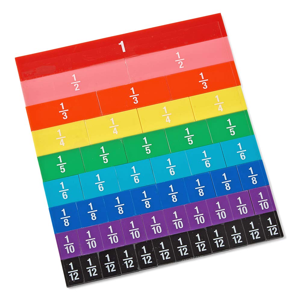 hand2mind Plastic Double-Sided Decimal and Fraction Tiles, Montessori Math Materials, Fraction Manipulatives, Unit Fraction, Fra