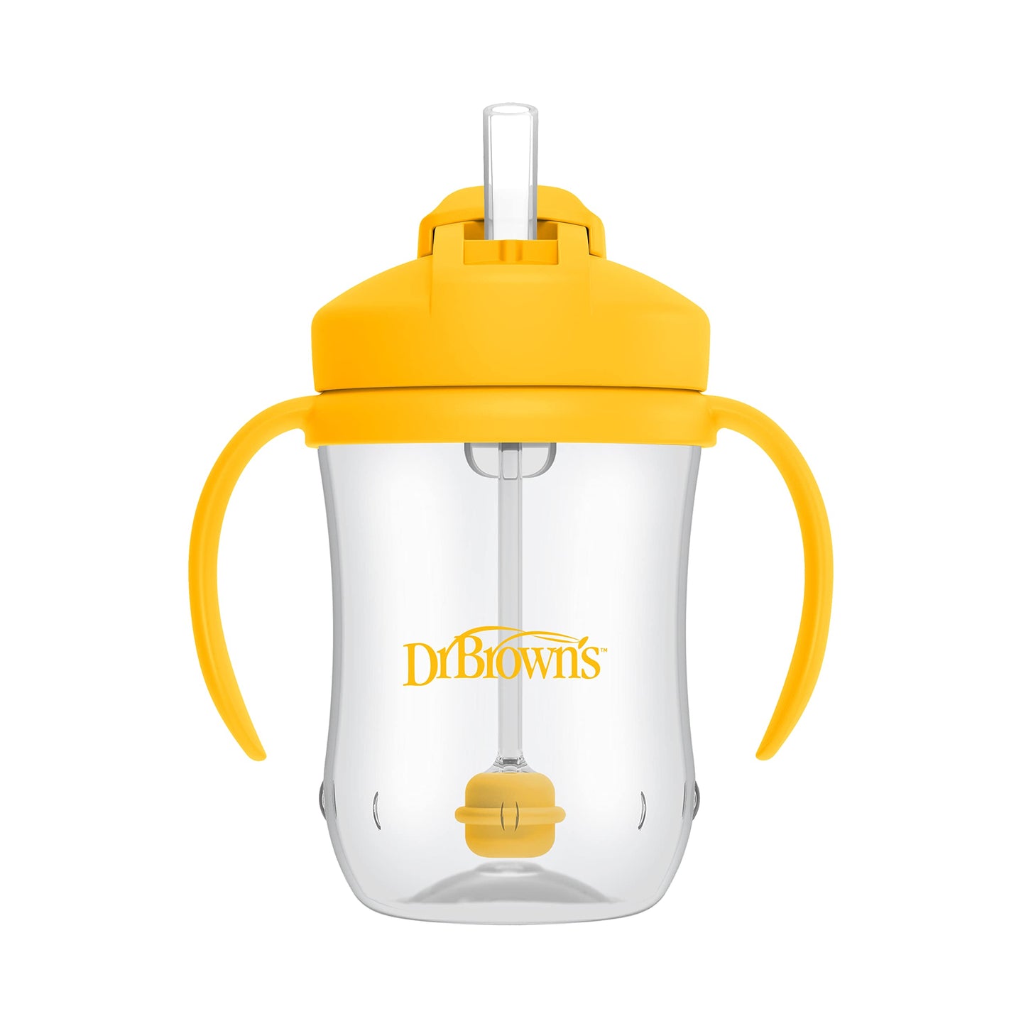 Dr. Browns Milestones Babys First Straw Cup, Training Cup with Weighted Straw, 9oz/270mL, Vintage Yellow, BPA Free, 6m+