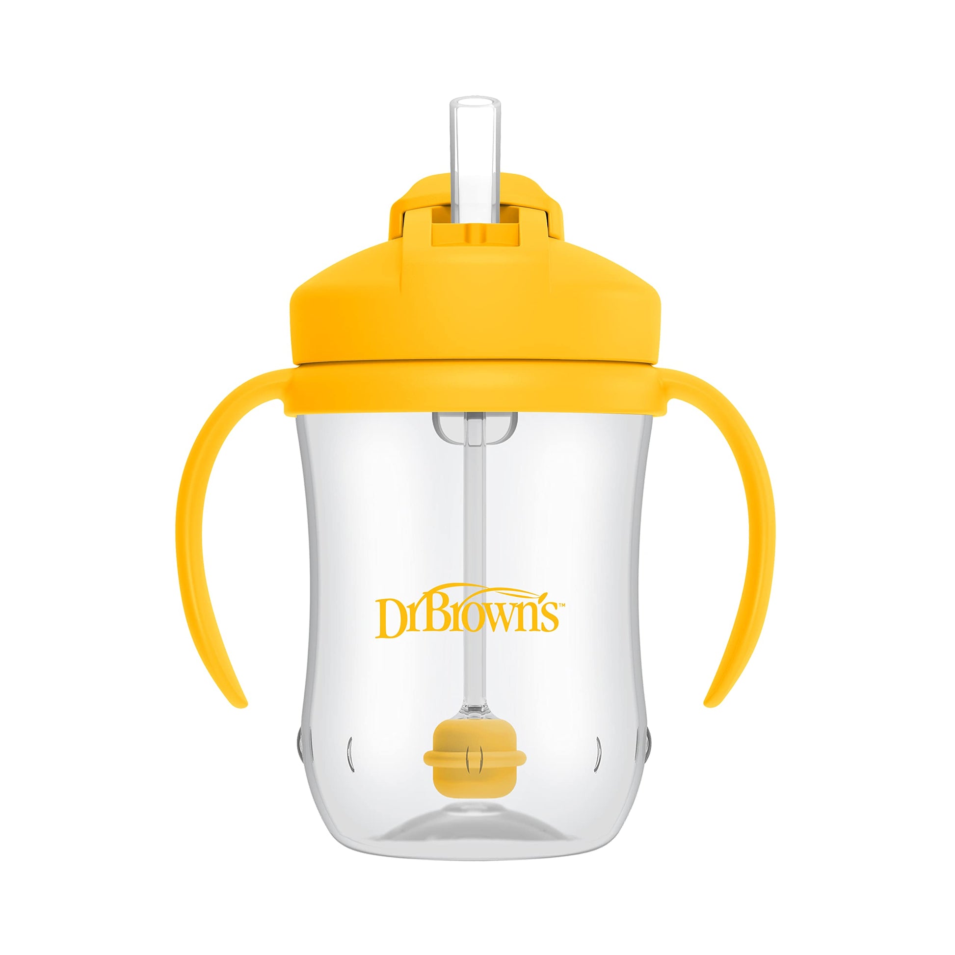 Dr. Browns Milestones Babys First Straw Cup, Training Cup with Weighted Straw, 9oz/270mL, Vintage Yellow, BPA Free, 6m+
