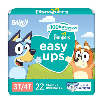 Pampers Training Pants - Easy Ups Boys & Girls Bluey - Size 3T-4T, 22 Count, Children'S Potty Underwear (Packaging May Vary)