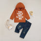 Fhutpw Toddler Baby Boy Outfits Hoodie Sweatshirts & Jeans Clothes Set Fall Winter 6 9 12 18 24 Months (A-Yellowish Brown, 3-4T)
