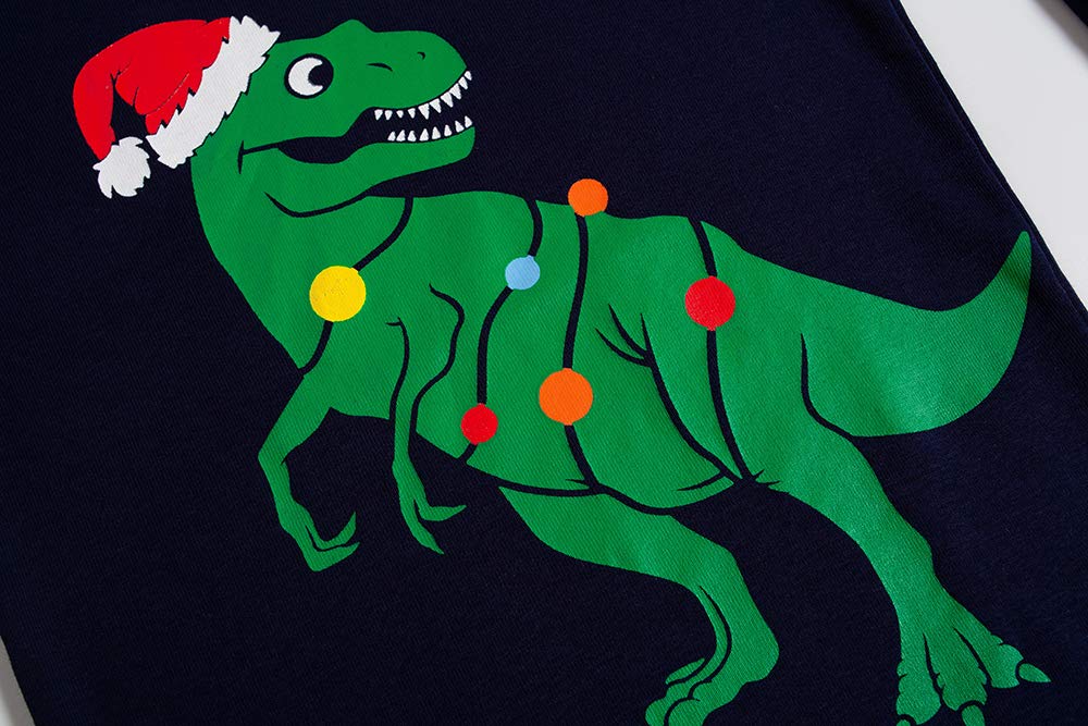 Kikizye Christmas Dinosaur Baby Boys Long Sleeve Pajamas 100% Cotton Holiday Sleepwears Blue Infant Size 18-24 Monthes