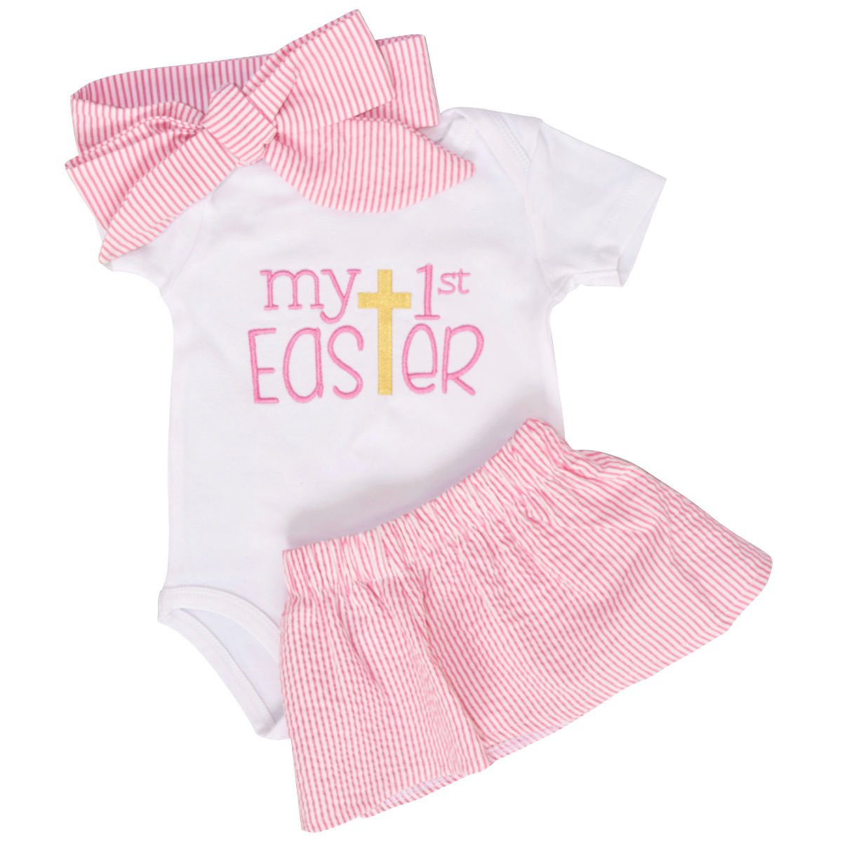 Unique Baby Girls My 1St Easter Skirt Layette Set (3 Months)