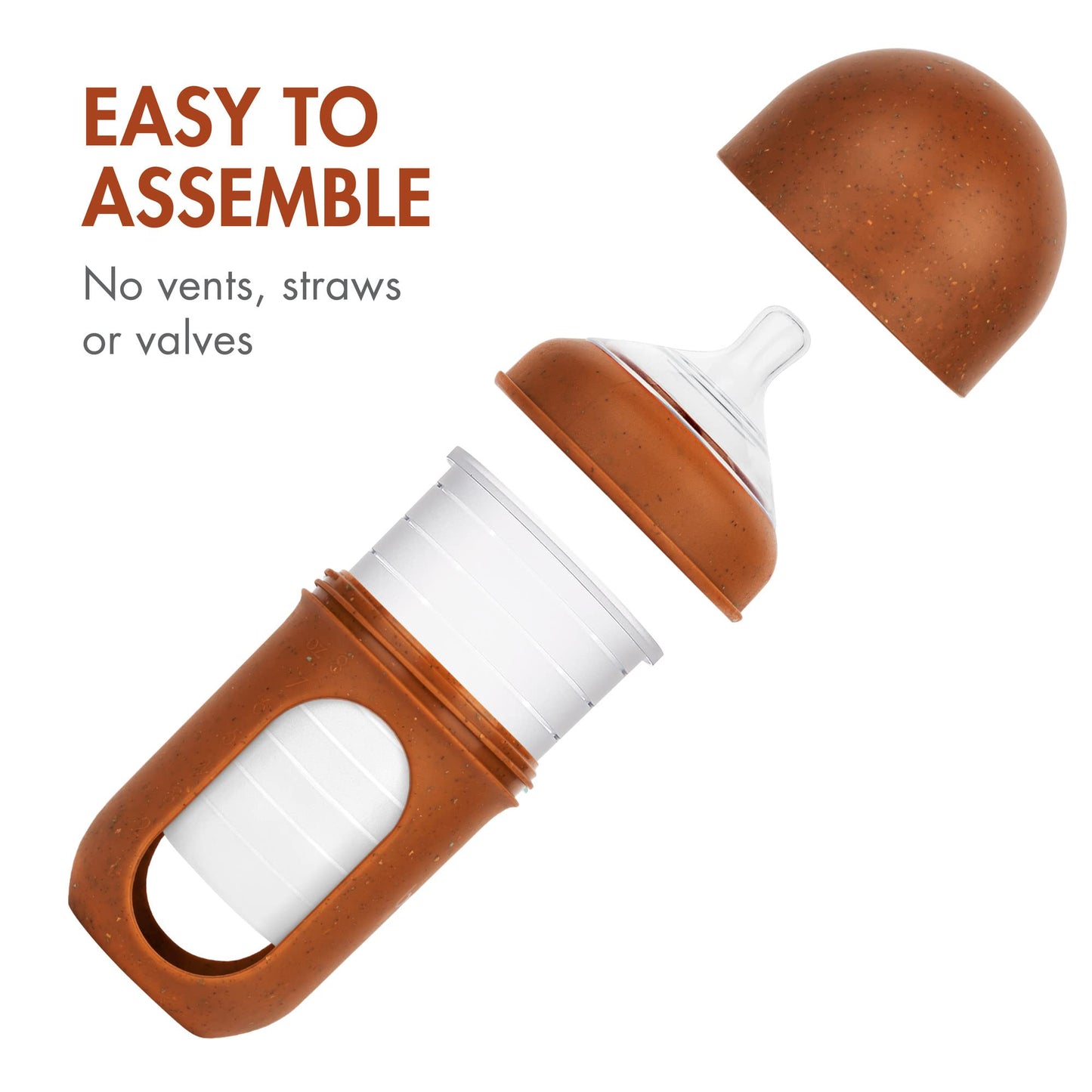 Boon Nursh Reusable Silicone Baby Bottles With Collapsible Silicone Pouch Design - Everyday Baby Essentials - 3 Count - Stage 2