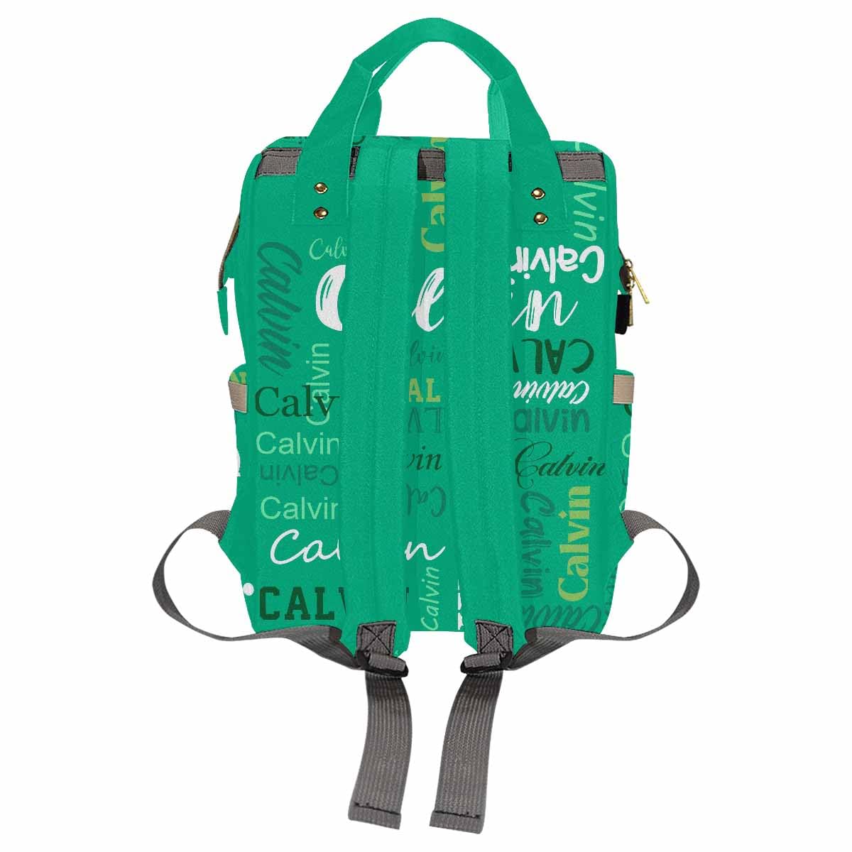 Personalized Text Diaper Backpack, Different Font Name Text Logo Green Custom Diaper Bag Mummy Nursing Baby Bag Casual Travel Da