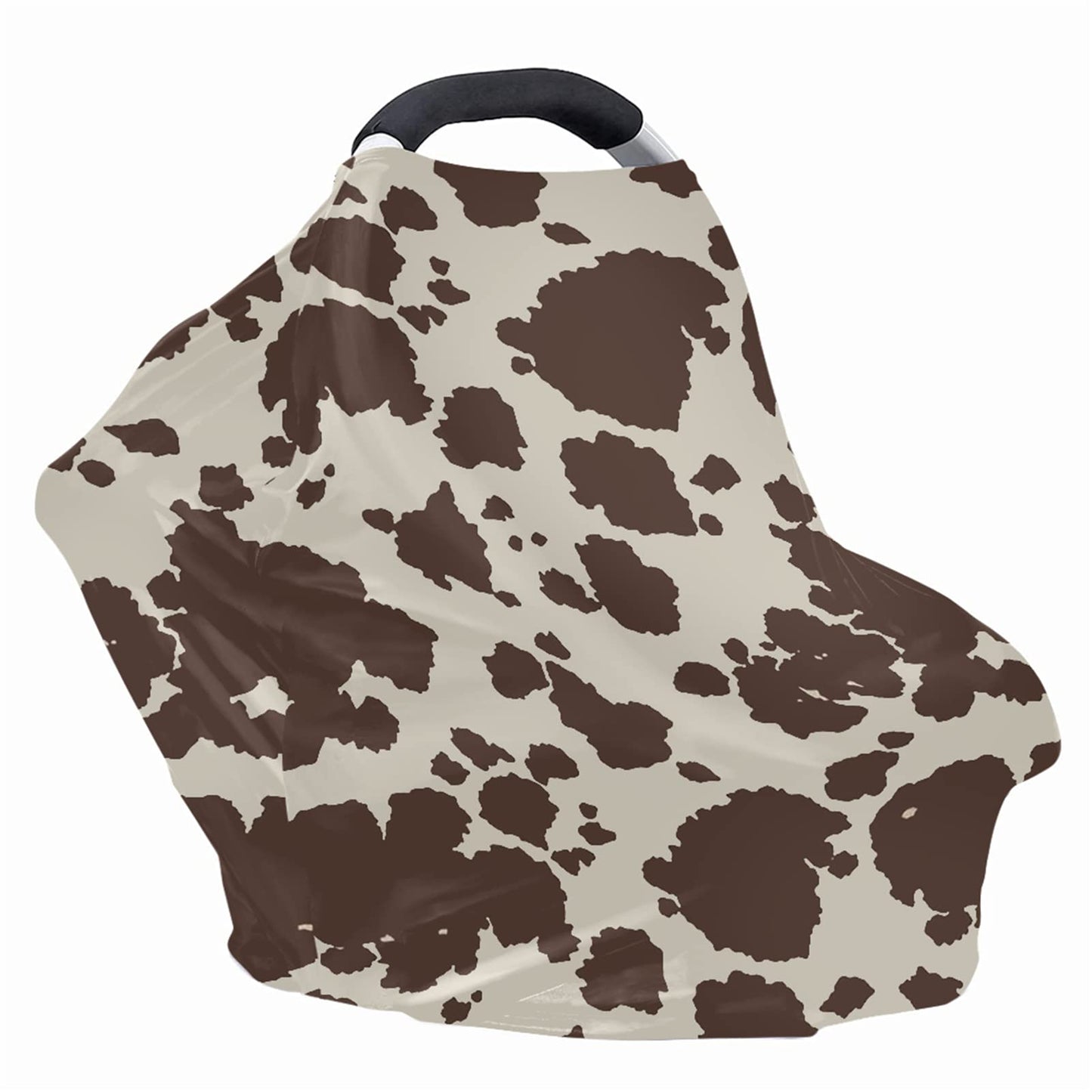 Wanyint Brown Cow Nursing Cover Carseat Canopy Cover Adorable Animal Fur Print Car Seat Covers For Babies Girls Boys Breathable